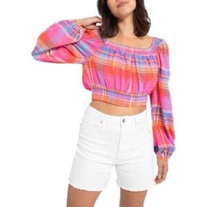 NWT Sanctuary Sunny Madras Colorful Plaid Women's Cropped Top‎ - XS